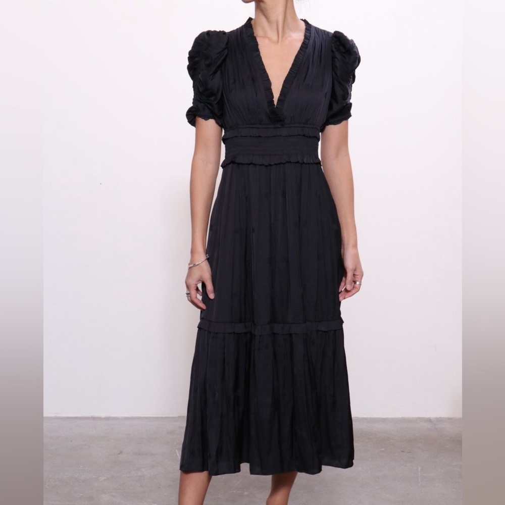 Ulla Johnson Black Puff Sleeve Dress - The Maya Dress in Noir